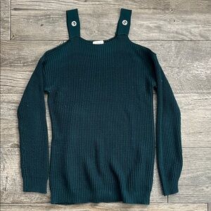 Hippie Rose Off-the-Shoulder Teal Sweater